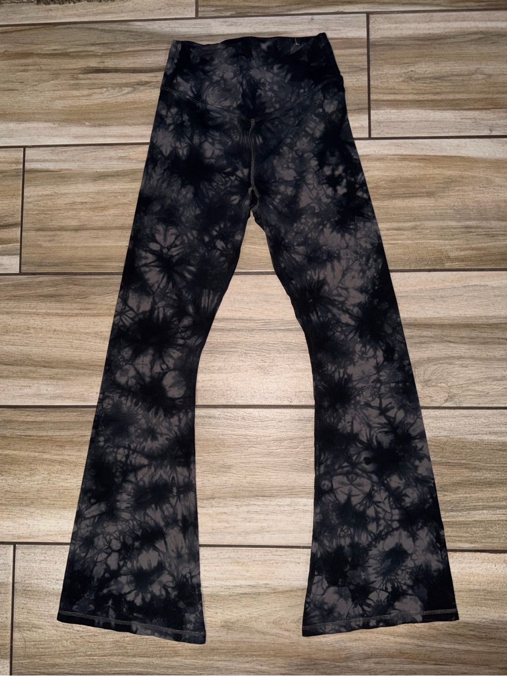 Tie-Dye Flared Kids Leggings - Black/Grey